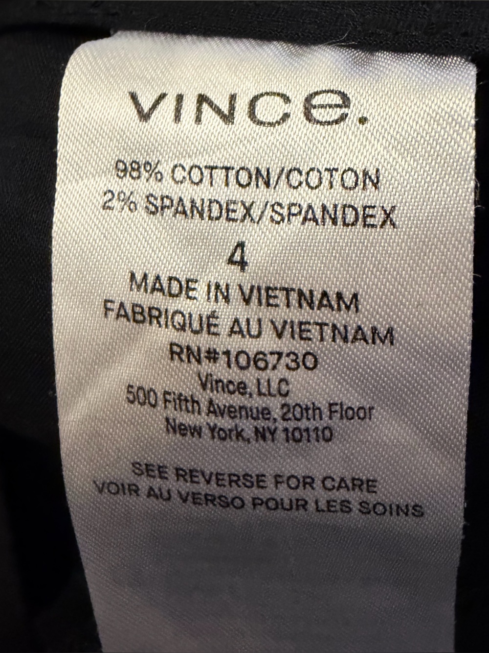 VINCE Black Knee-Length Chino Shorts Sz 4 Modern Minimalist - Picture 12 of 12